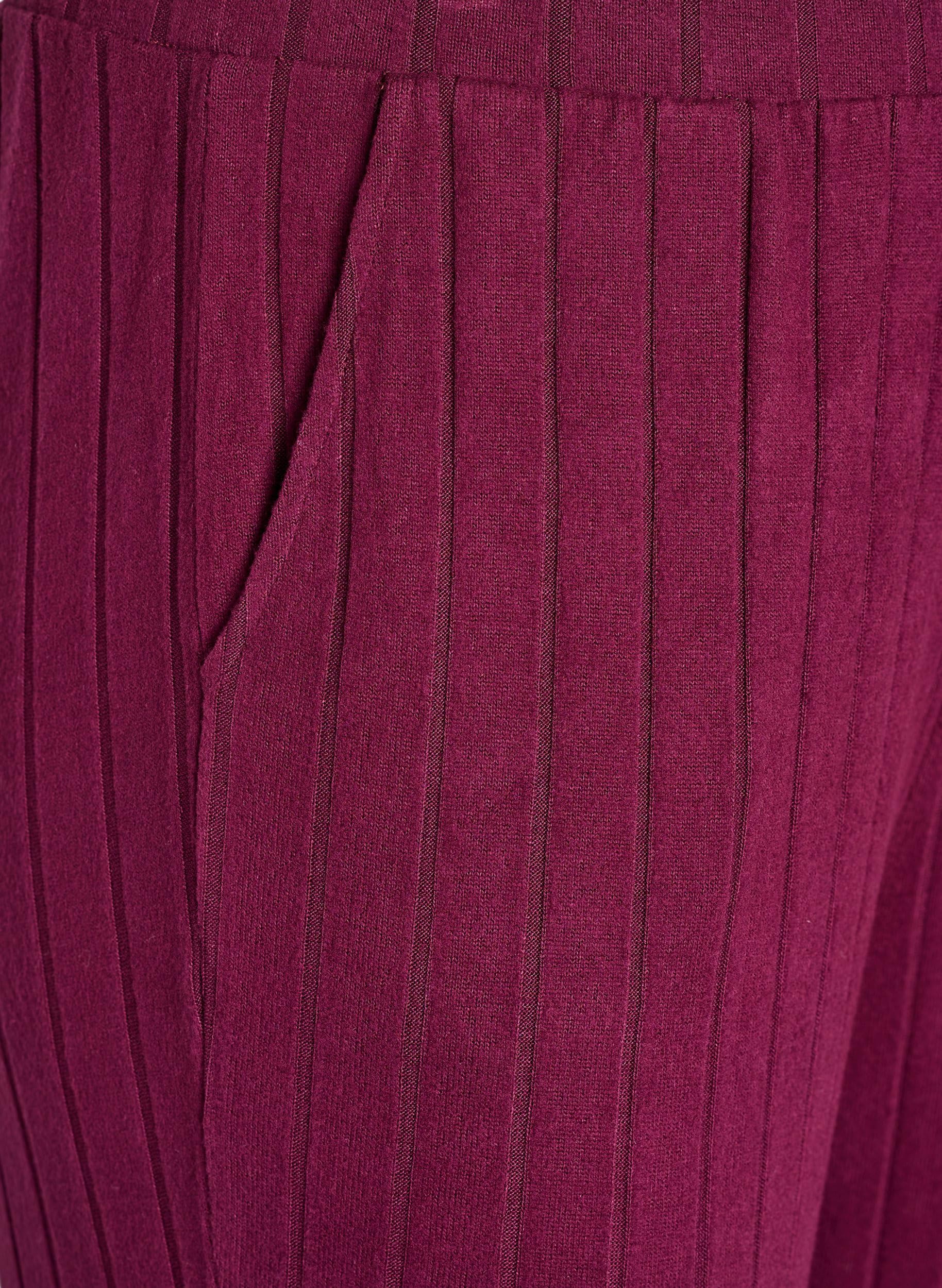 Zizzi Hose Viskose Streifen elastischer Bund Stoffhose