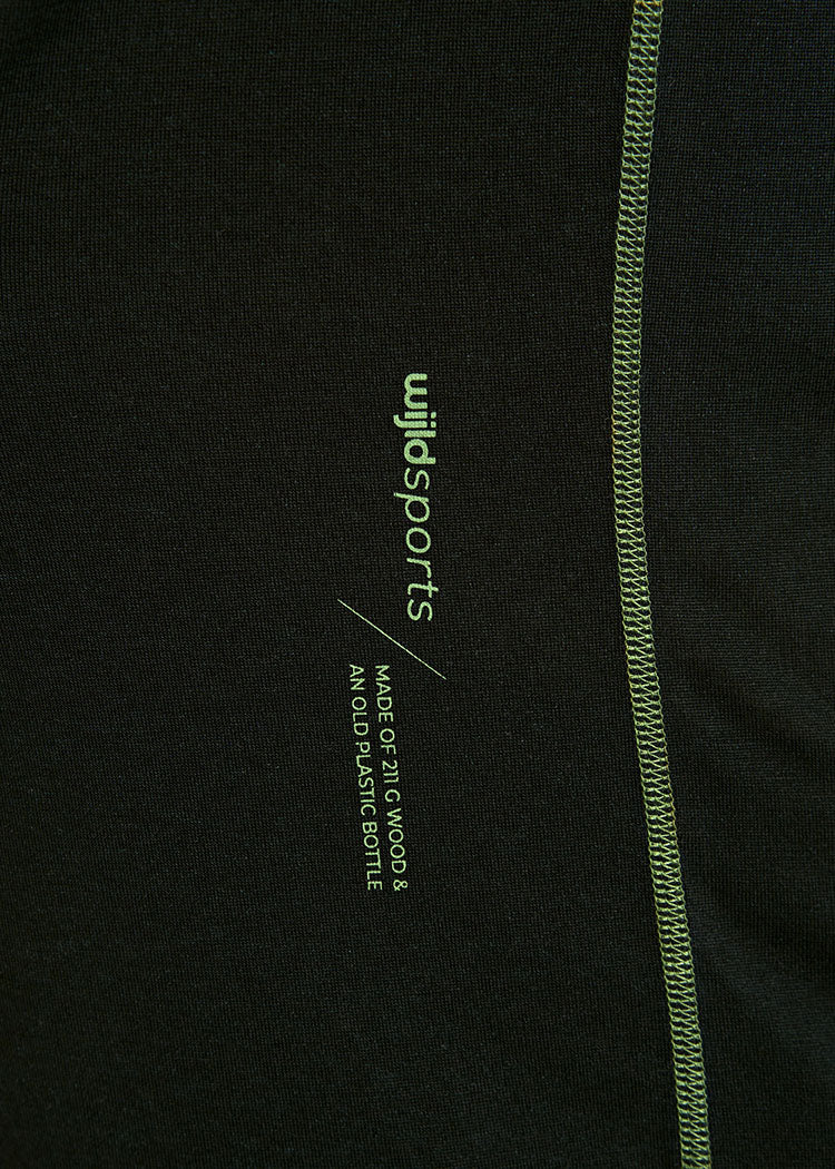 Wijld Max Black Green Herren Sportshirt Funktion Lyocell