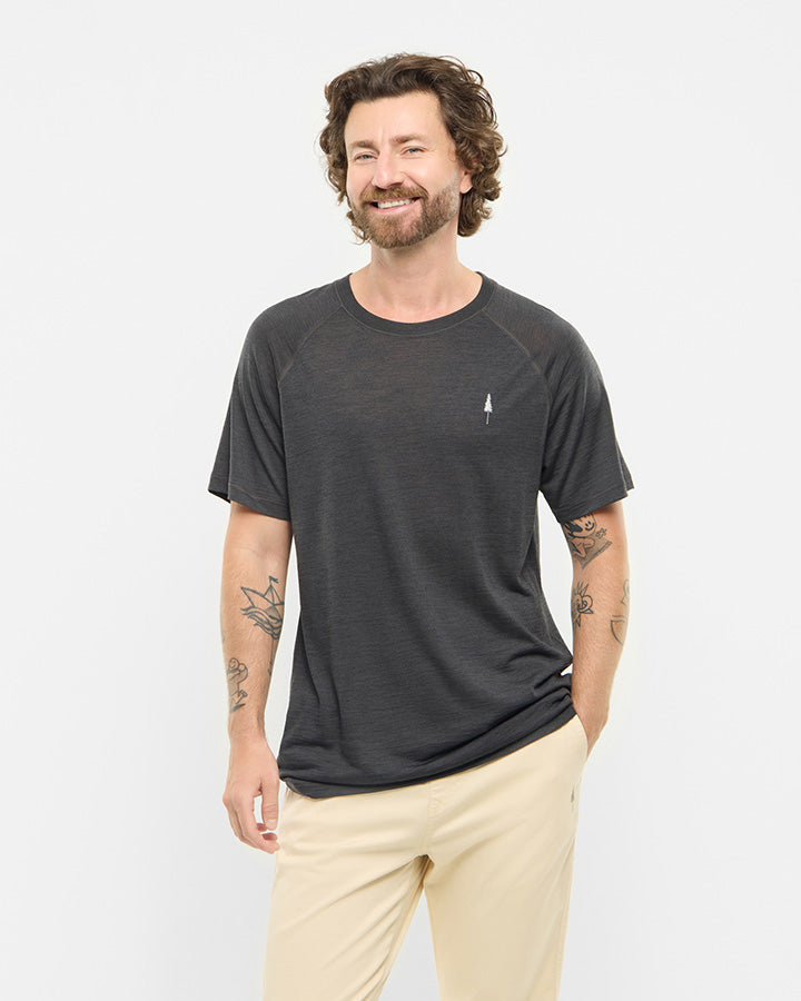 NIKIN TreeShirt Wool T-Shirt Dark Anthracite Mel Merinowolle