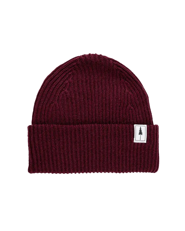 NIKIN Treeanie Ribbed Mütze Bordeaux Baumwolle-Mix One Size