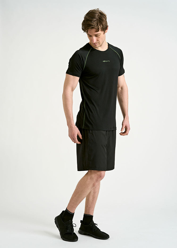 Wijld Max Black Green Herren Sportshirt Funktion Lyocell