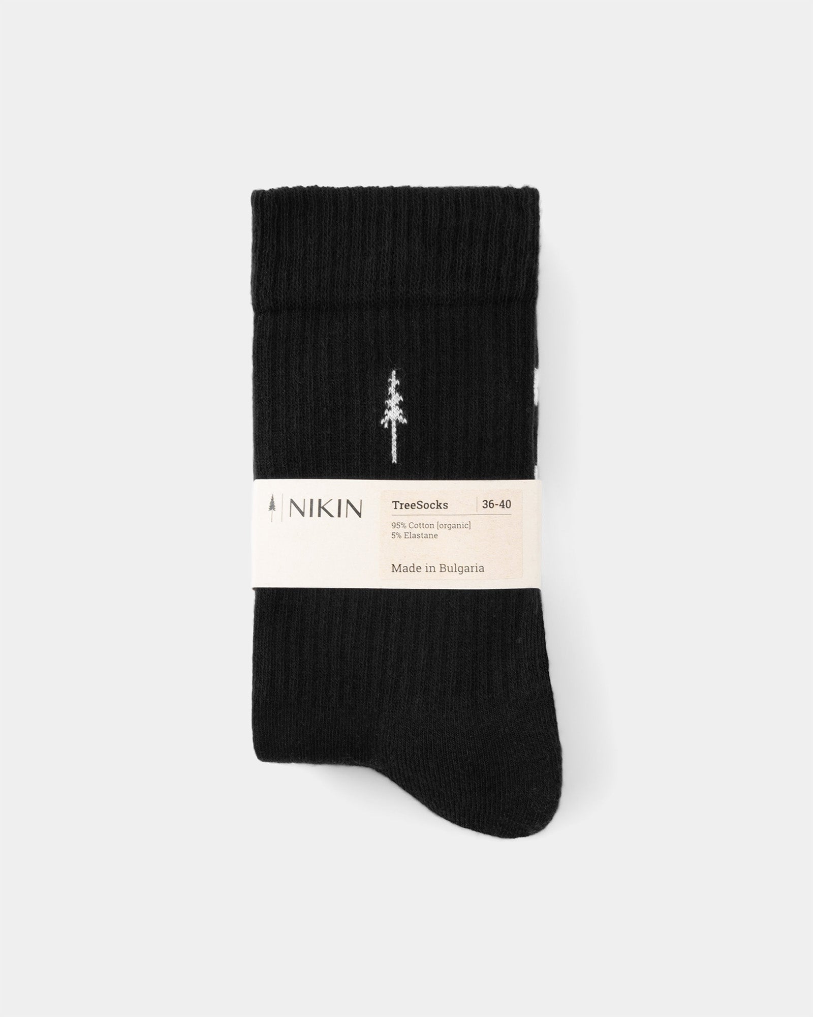 NIKIN TreeSocks Ribbed Classic Tennissocken Schwarz 2er-Pack Bio-Baumwolle