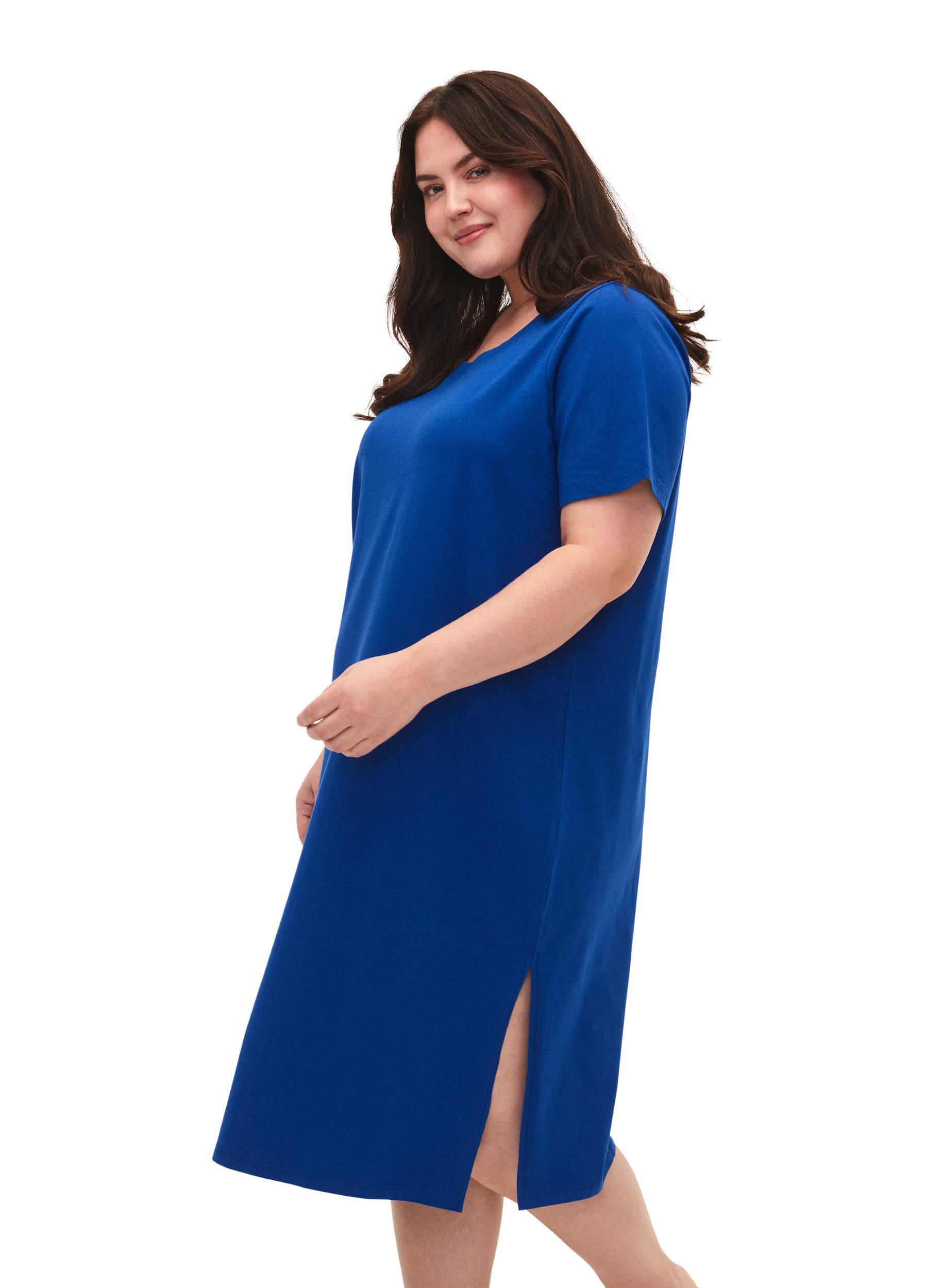 Zizzi Dresses Kleid Baumwolle kurze Ärmel Große Größen