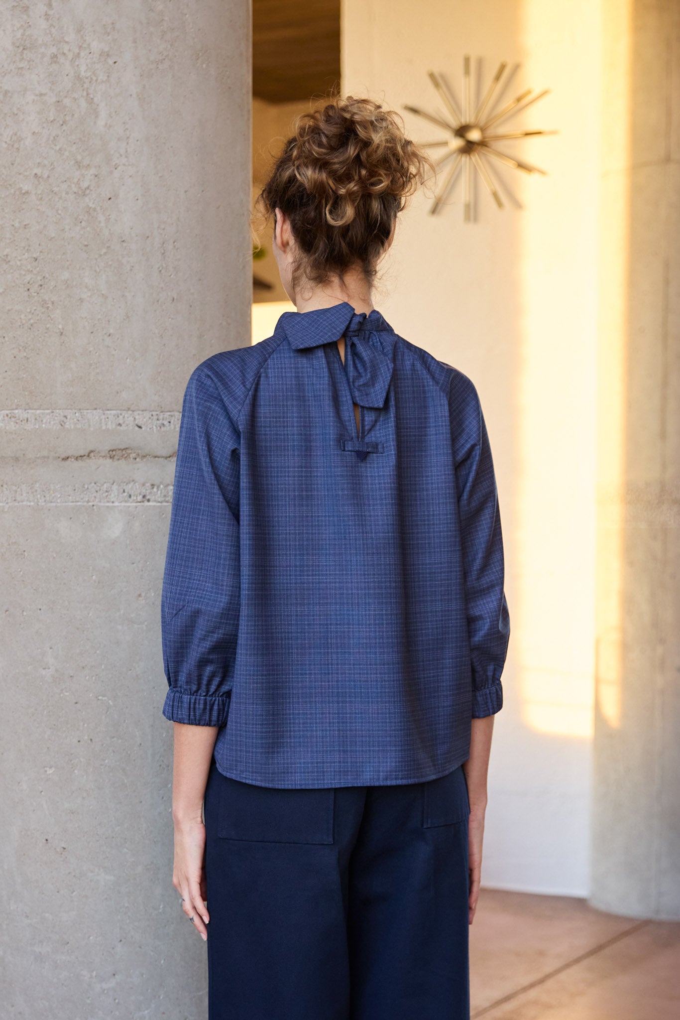 Christiane Strobel EMMA Bluse Kariert Wolle Relaxed-Fit Gr. S