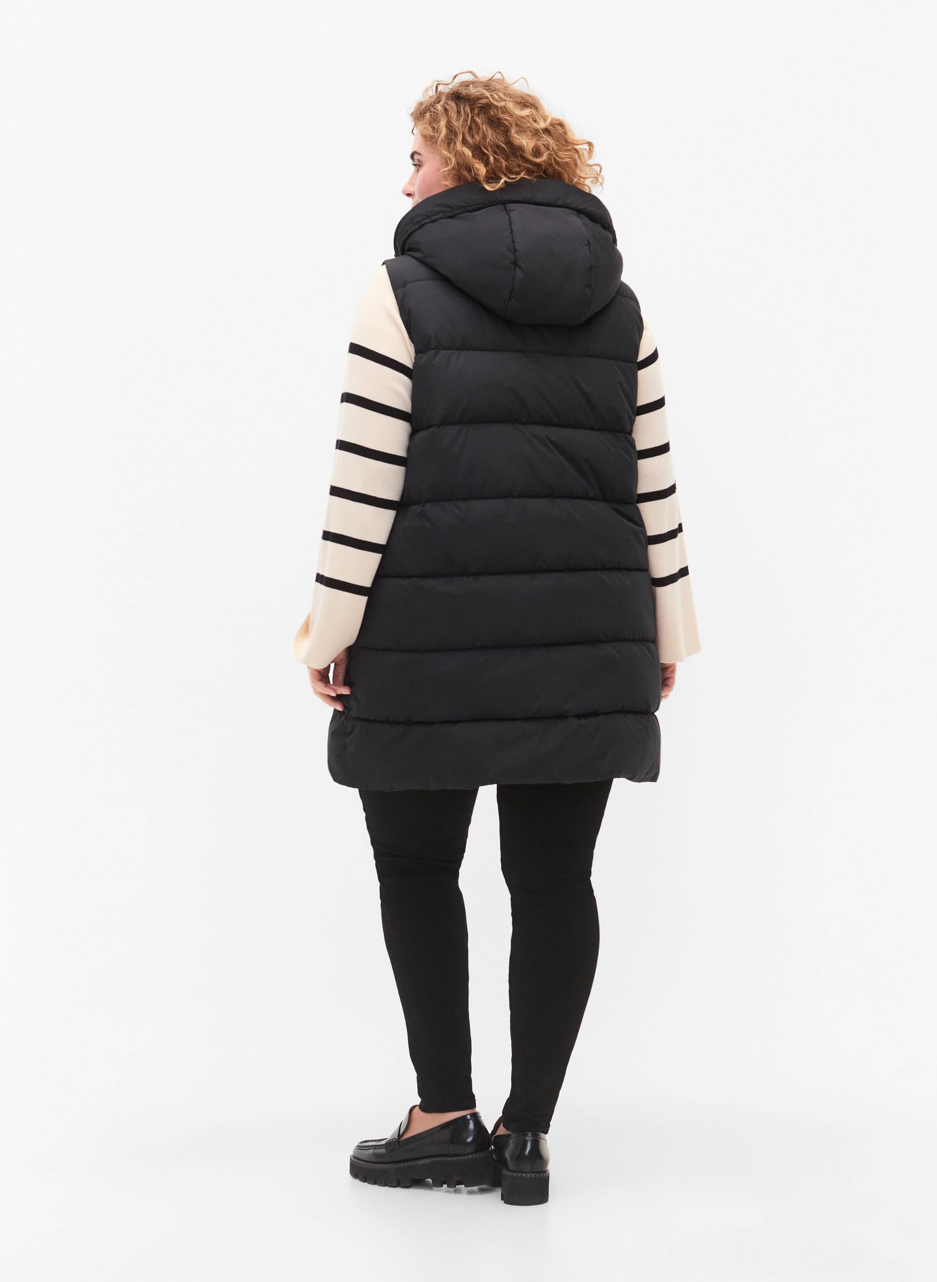 Zizzi Jackets Lange Weste Schwarz 42-44 mit Kapuze