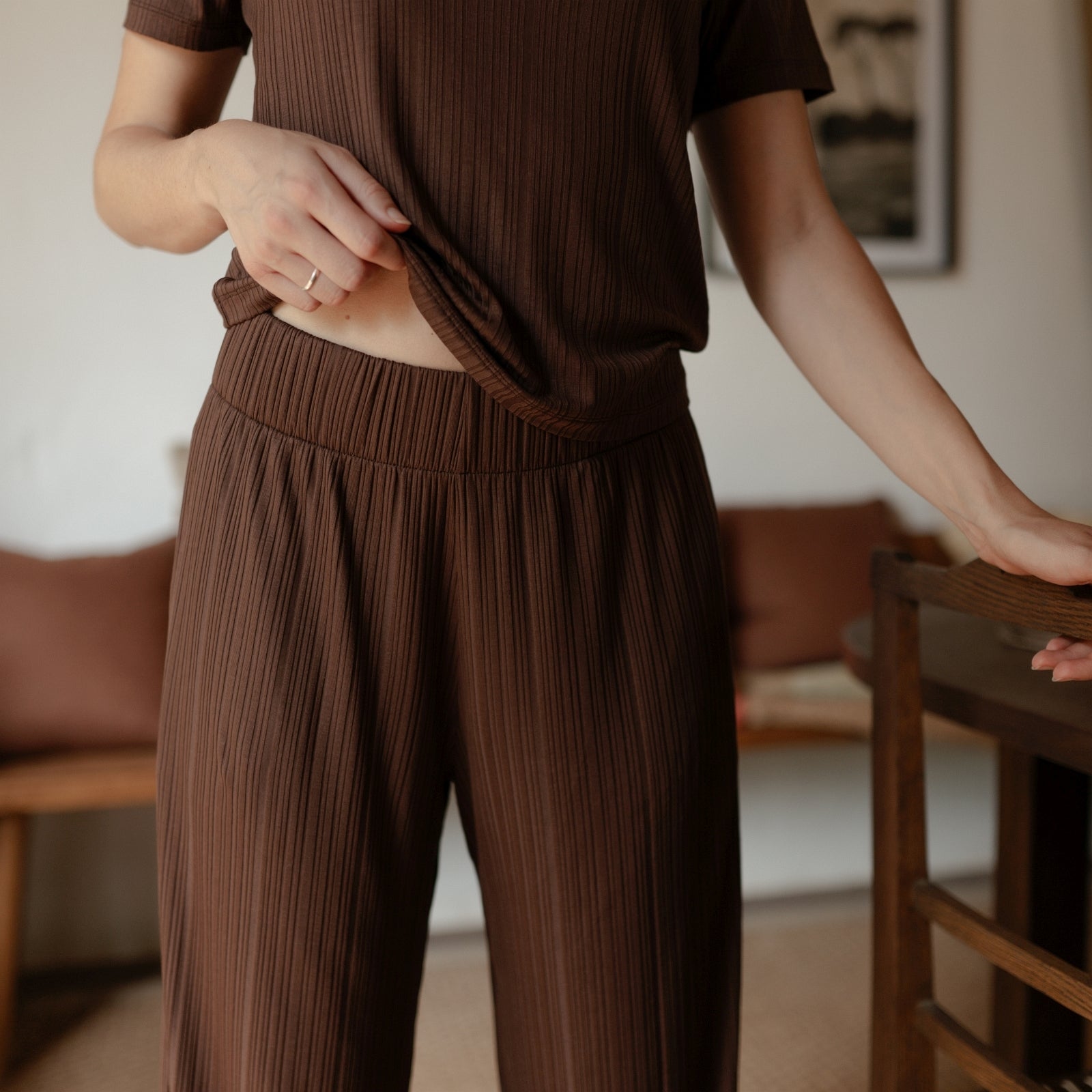 Nordlicht Lucy Fließende Weite Hose Tencel Braun