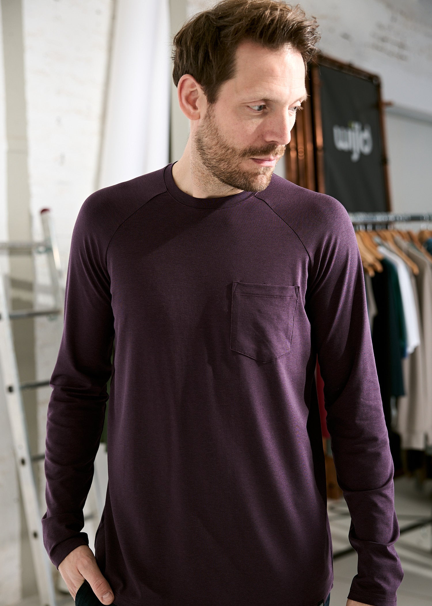 Wijld Hans Herren Langarmshirt Plum Perfect atmungsaktiv