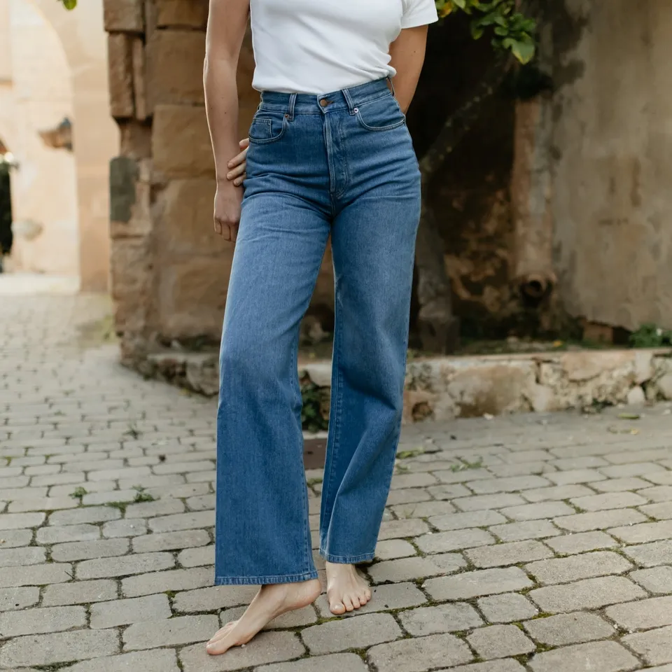 NORDLICHT Dilja Jeans Hose blau High Waist Bio-Baumwolle