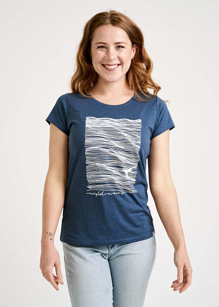 Wijld Waves WoodShirt Damen T-Shirt Print Relaxed Slim