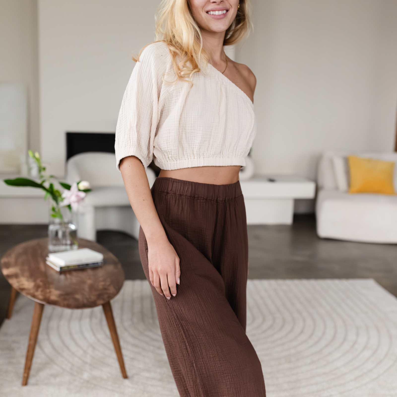 NORDLICHT Tops Siv Musselin Crop Top asymmetrisch