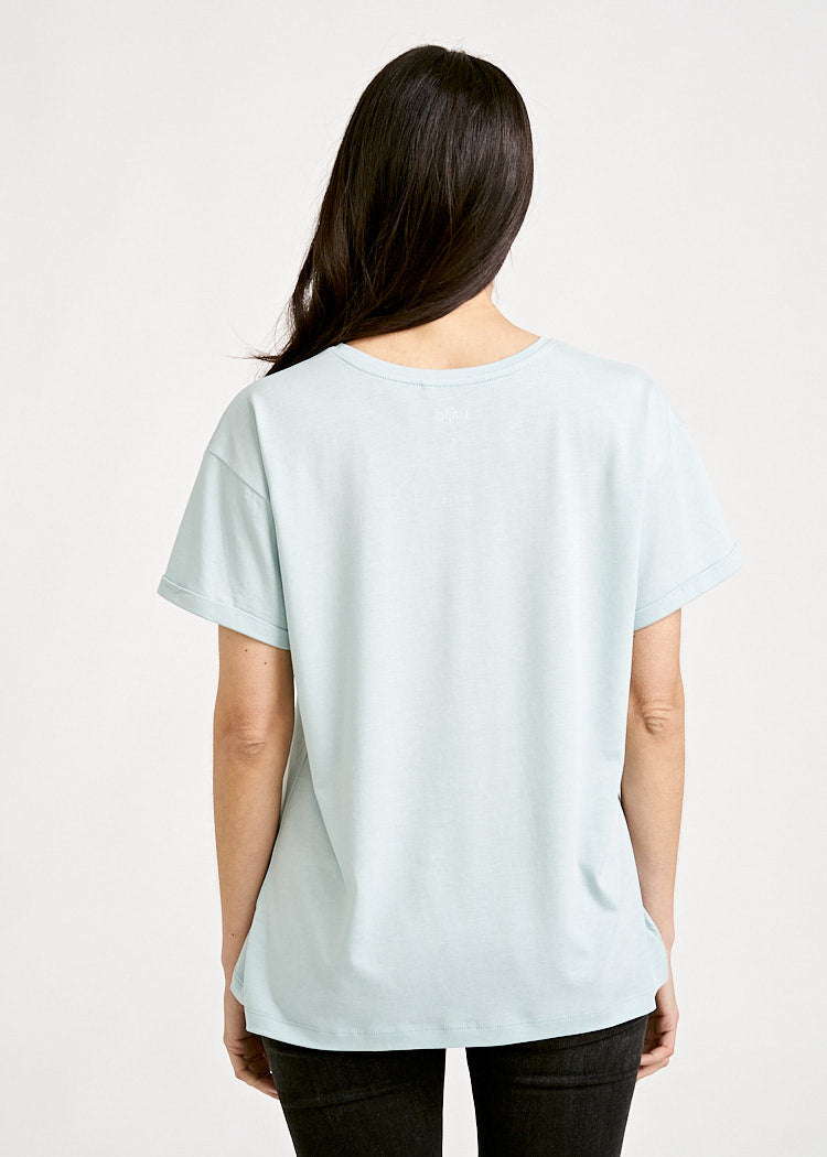 Wijld Jana Misty Blue Damen T-Shirt Basic Slim Holz