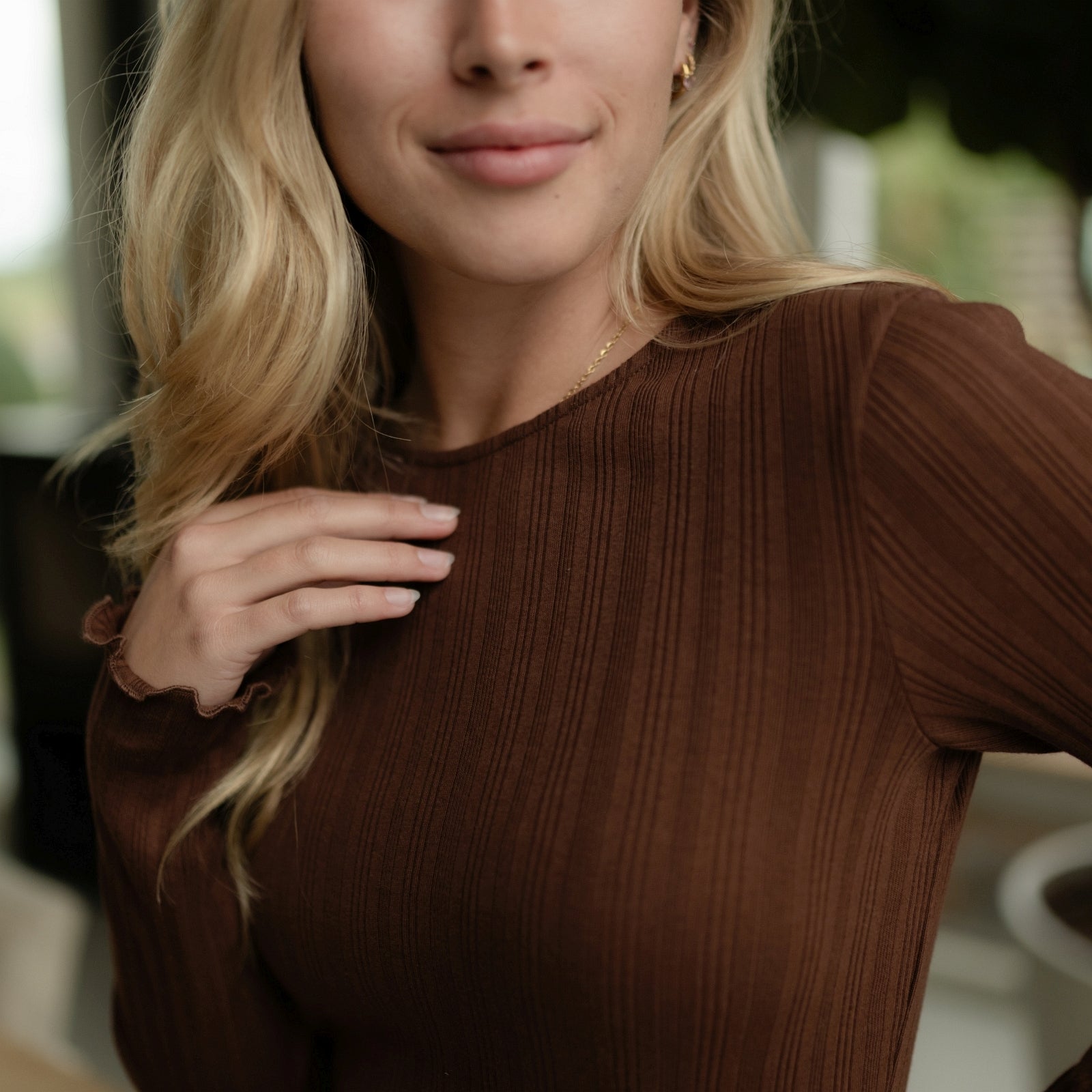 NORDLICHT Maja Langarmshirt Braun Gestreift Bio-Baumwolle