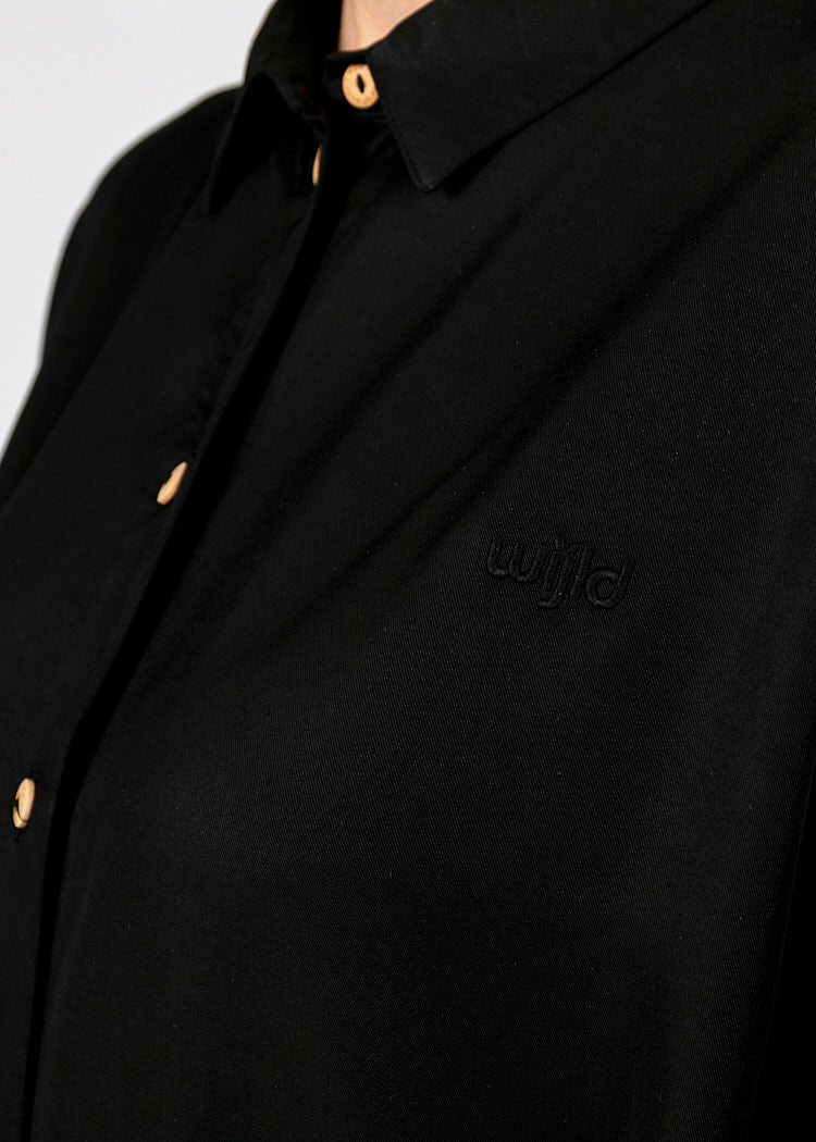 Wijld Hemdblusenkleid Black Kleid Schwarz Lyocell