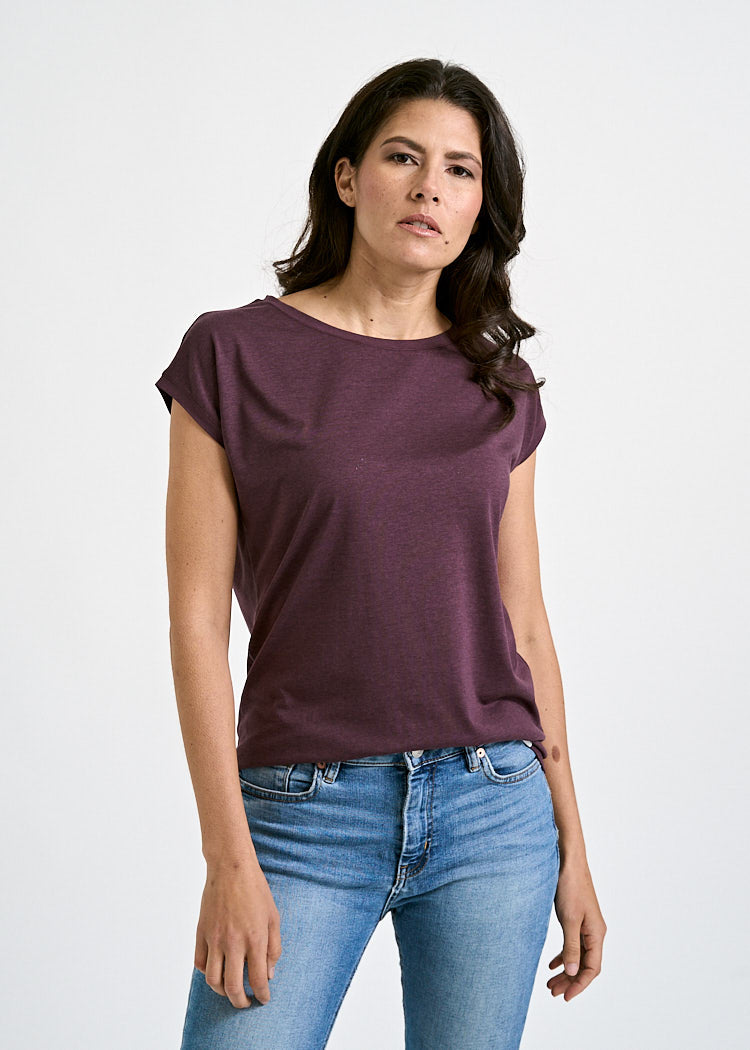 Wijld Woodshirt Elena Damen T-Shirt Purple lockerer Schnitt
