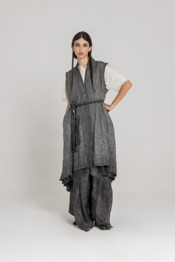 Sanctamuerte Capispalla Gilet Reversibile Weste Leinen Wende