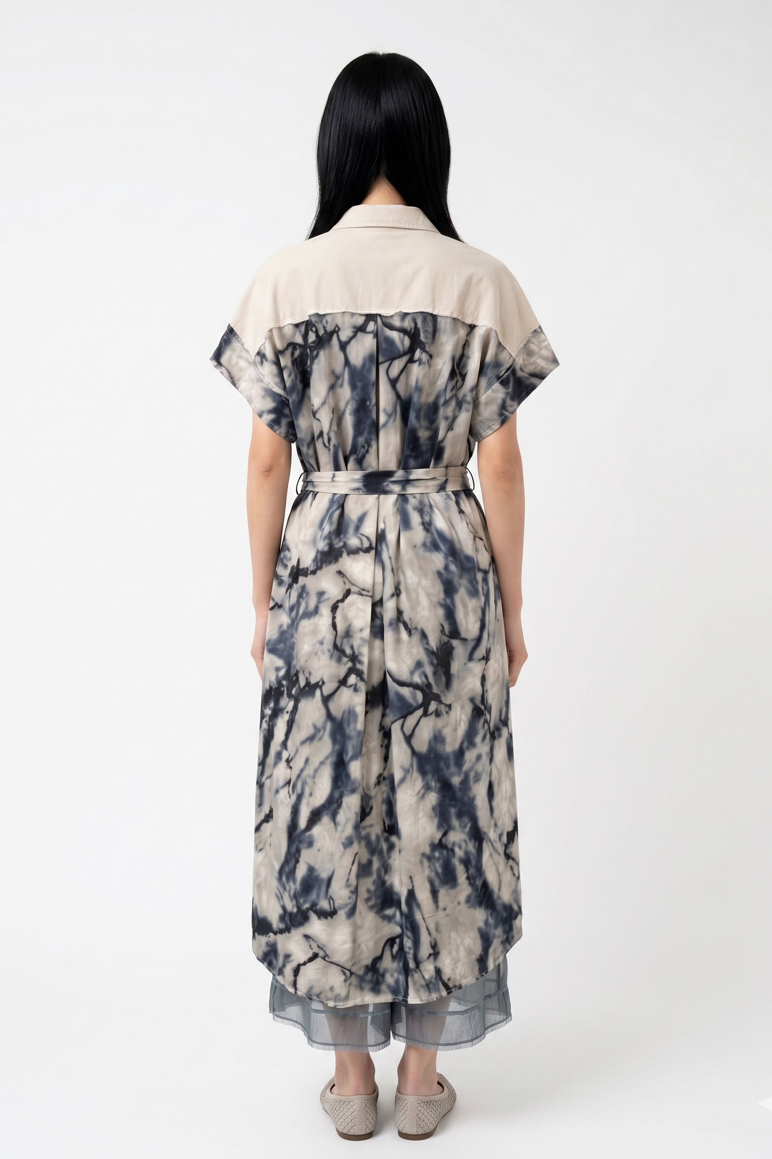 Sanctamuerte Camicie Hemdkleid Lang Baumwolle Marble