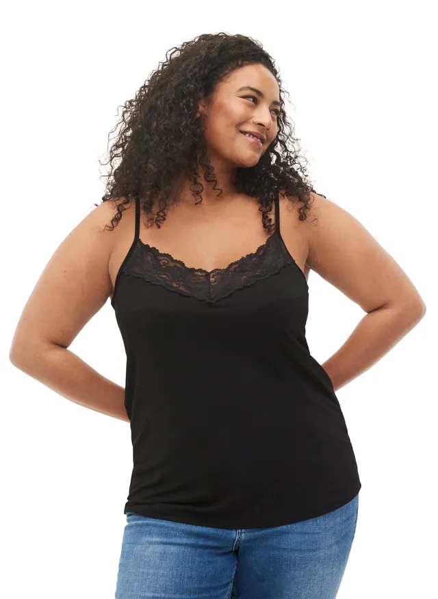 Zizzi 2er-Pack Top Spitze Damen Viskose Große Größen