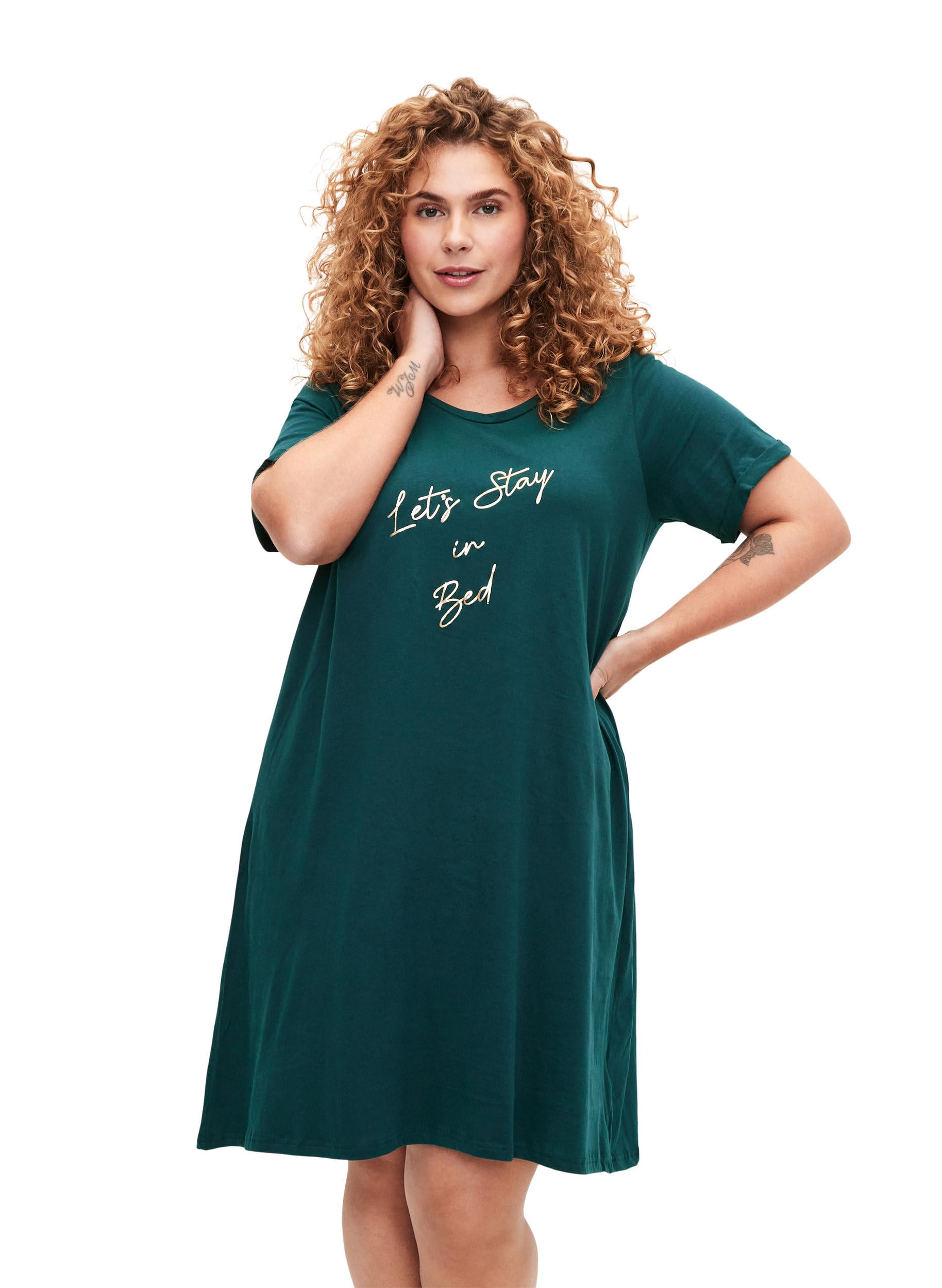 Zizzi Nachthemd Damen 2-Pack Bio-Baumwolle Kurzarm