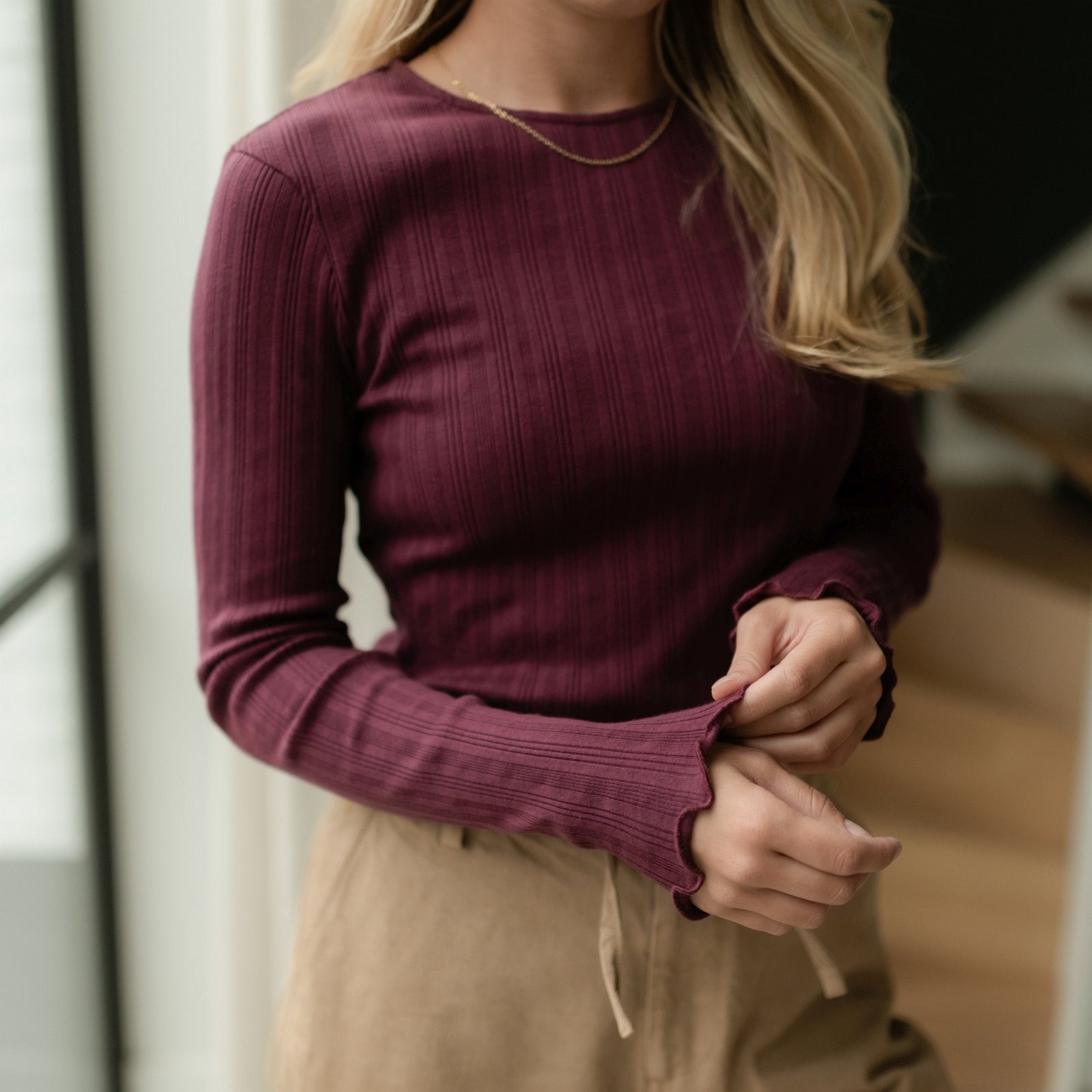 NORDLICHT Maja Langarmshirt Cherry Bio-Baumwolle