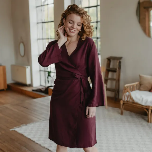 NORDLICHT Martha Wickelkleid Damen Tencel V-Ausschnitt