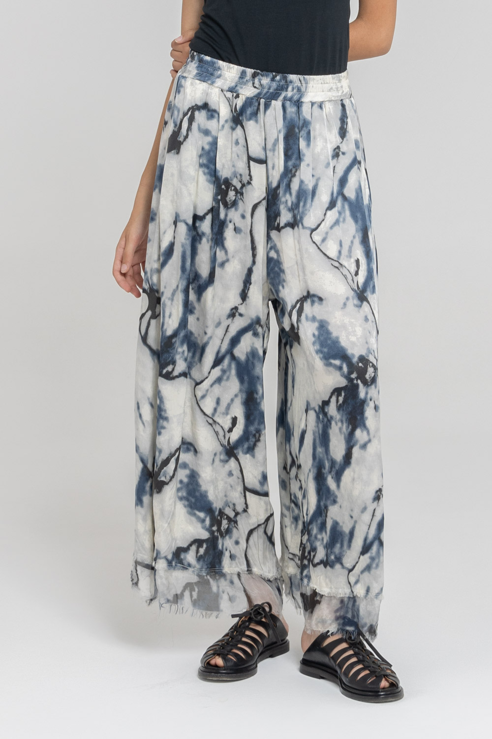 Sanctamuerte Pantaloni Pantalone Palazzo Hose Viskose Seide