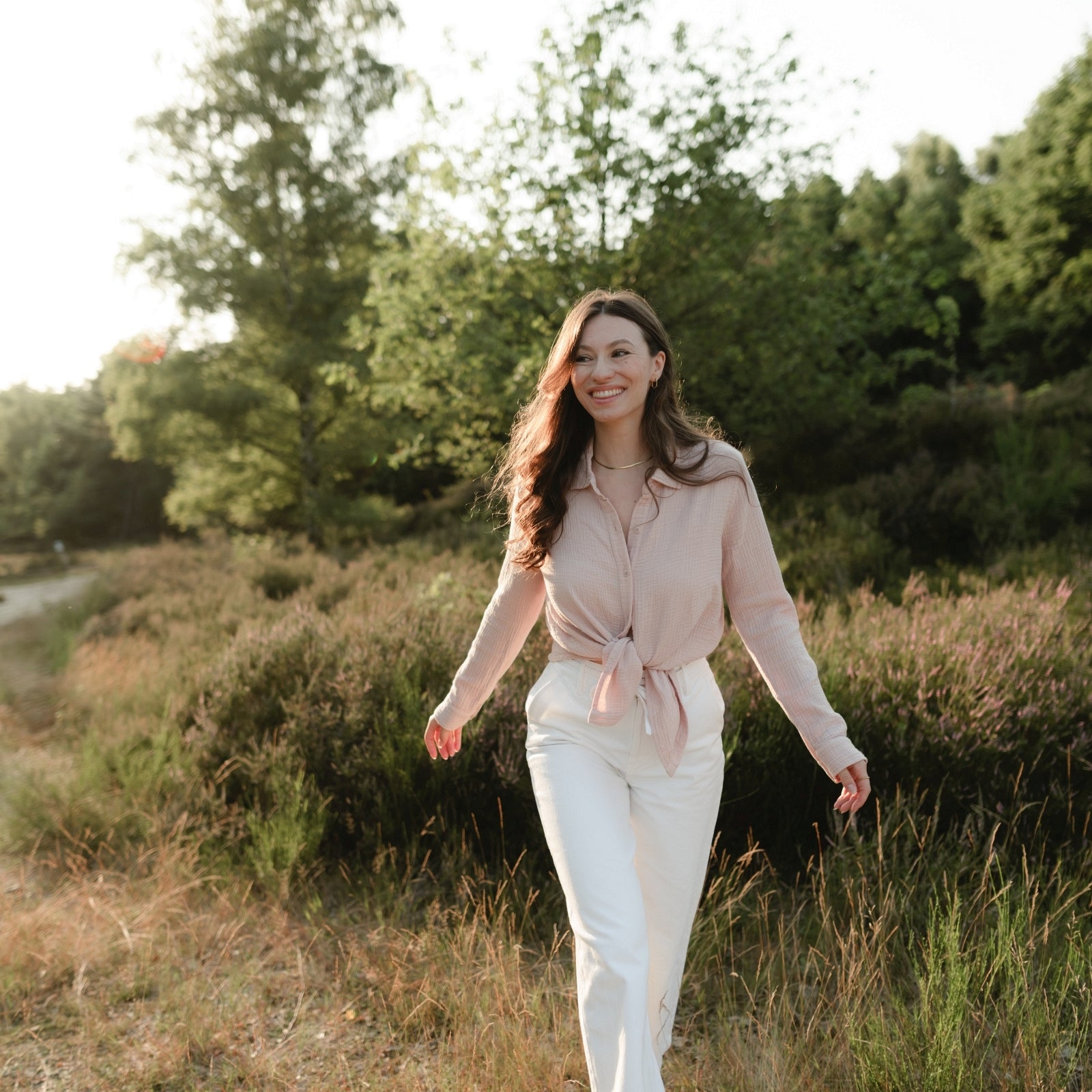 NORDLICHT Fenja Musselin Bluse Damen Rosa Bio-Baumwolle