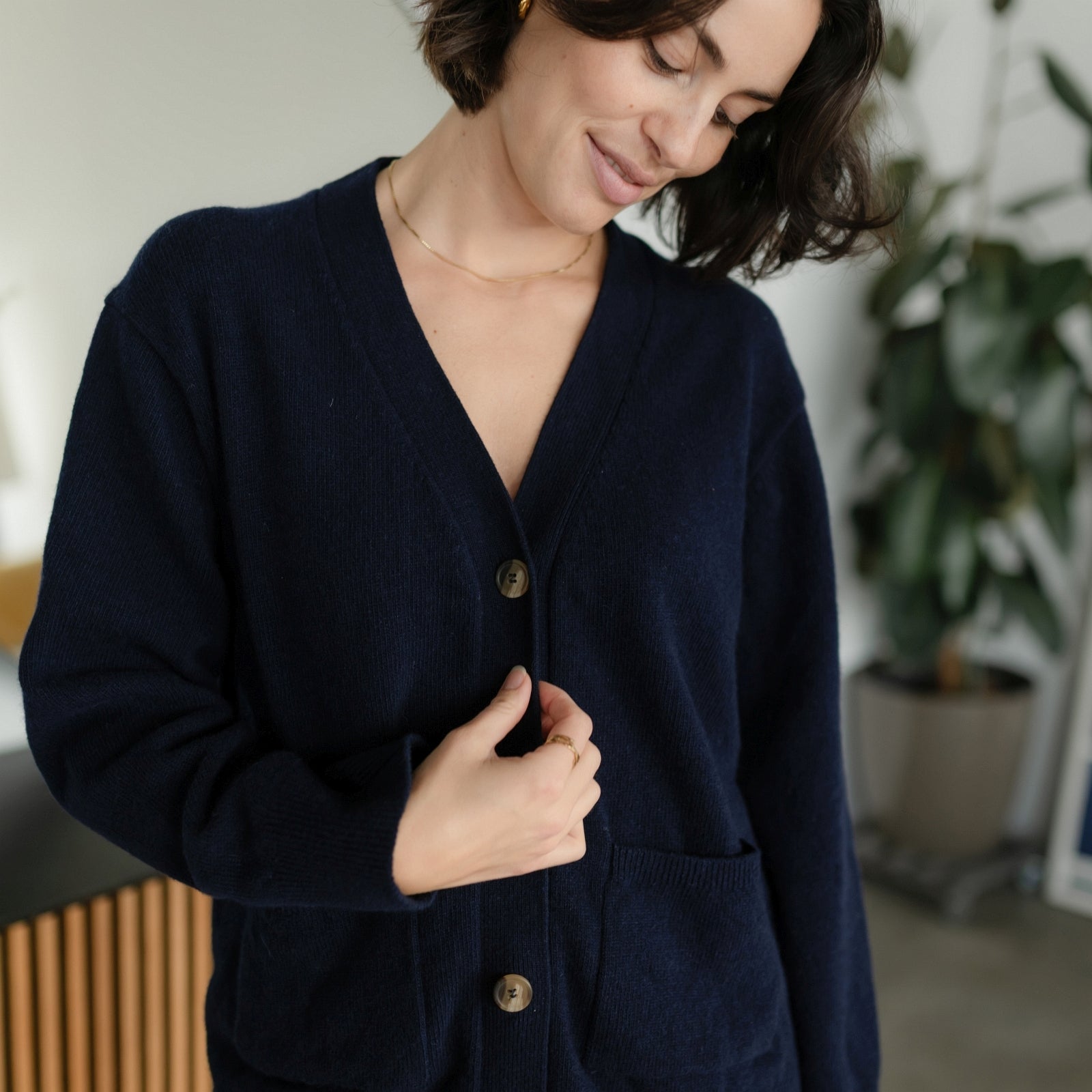 NORDLICHT Milla Woll-Cardigan recycelte Wolle Marineblau
