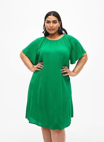 Zizzi Kleid Viskose Rundhals Kurzarm Schwarz 50-52