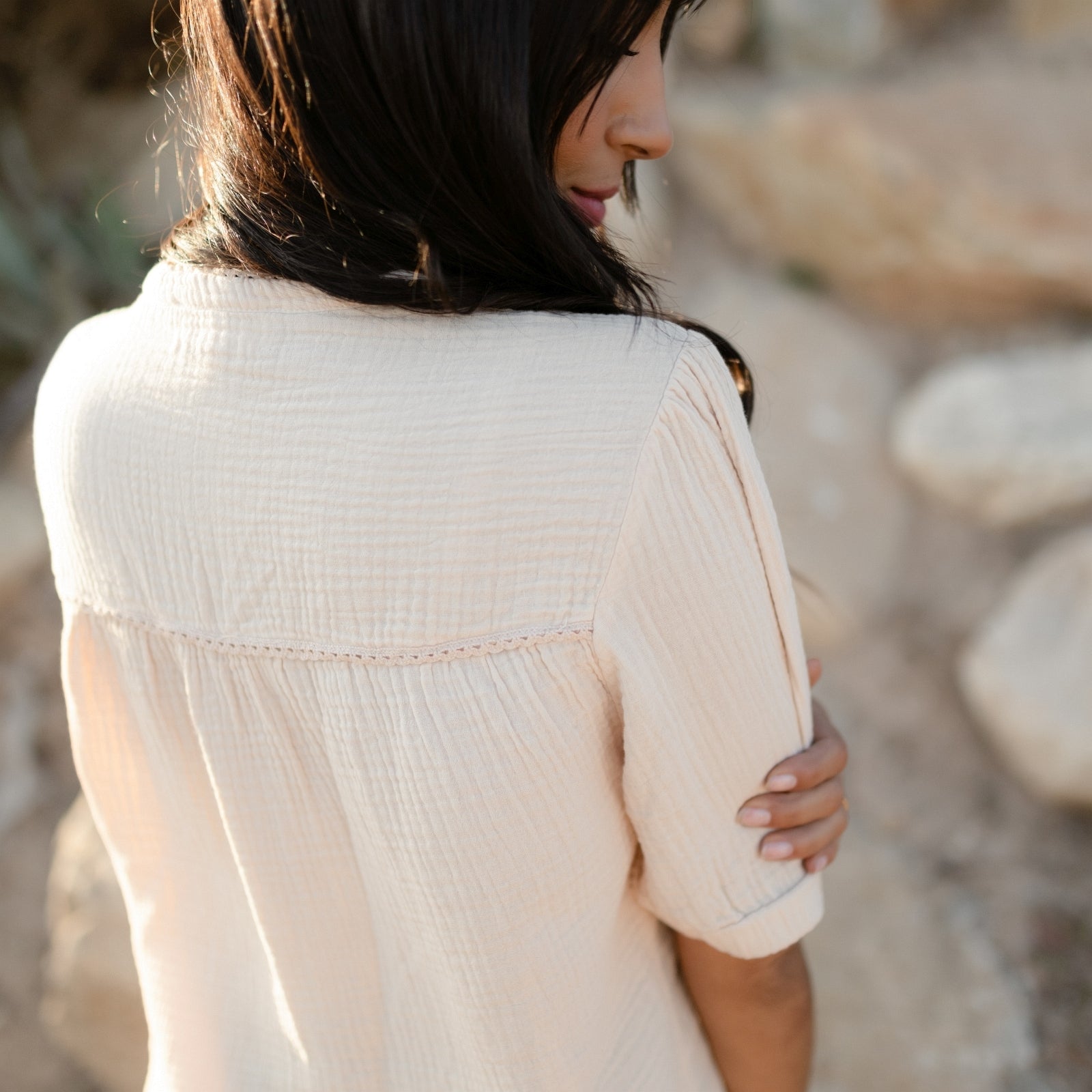 NORDLICHT Emi Musselin Bluse Natur Bio-Baumwolle