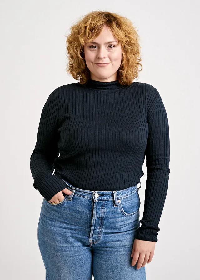 Wijld Rollkragen Strickpullover Carbon Damen Lyocell