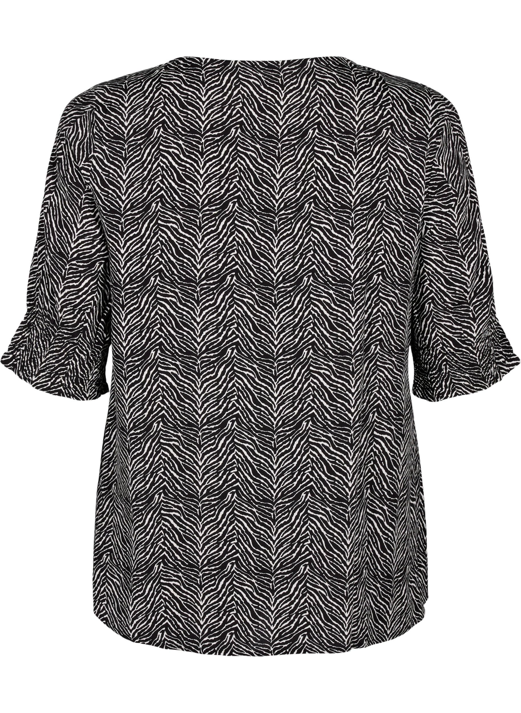 Zizzi Blouses & Shirts Bluse V-Ausschnitt Viskose 3/4-Arm