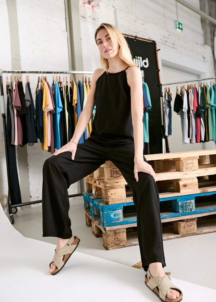 Wijld Amber Twill Hose Damen Black Lyocell 155g