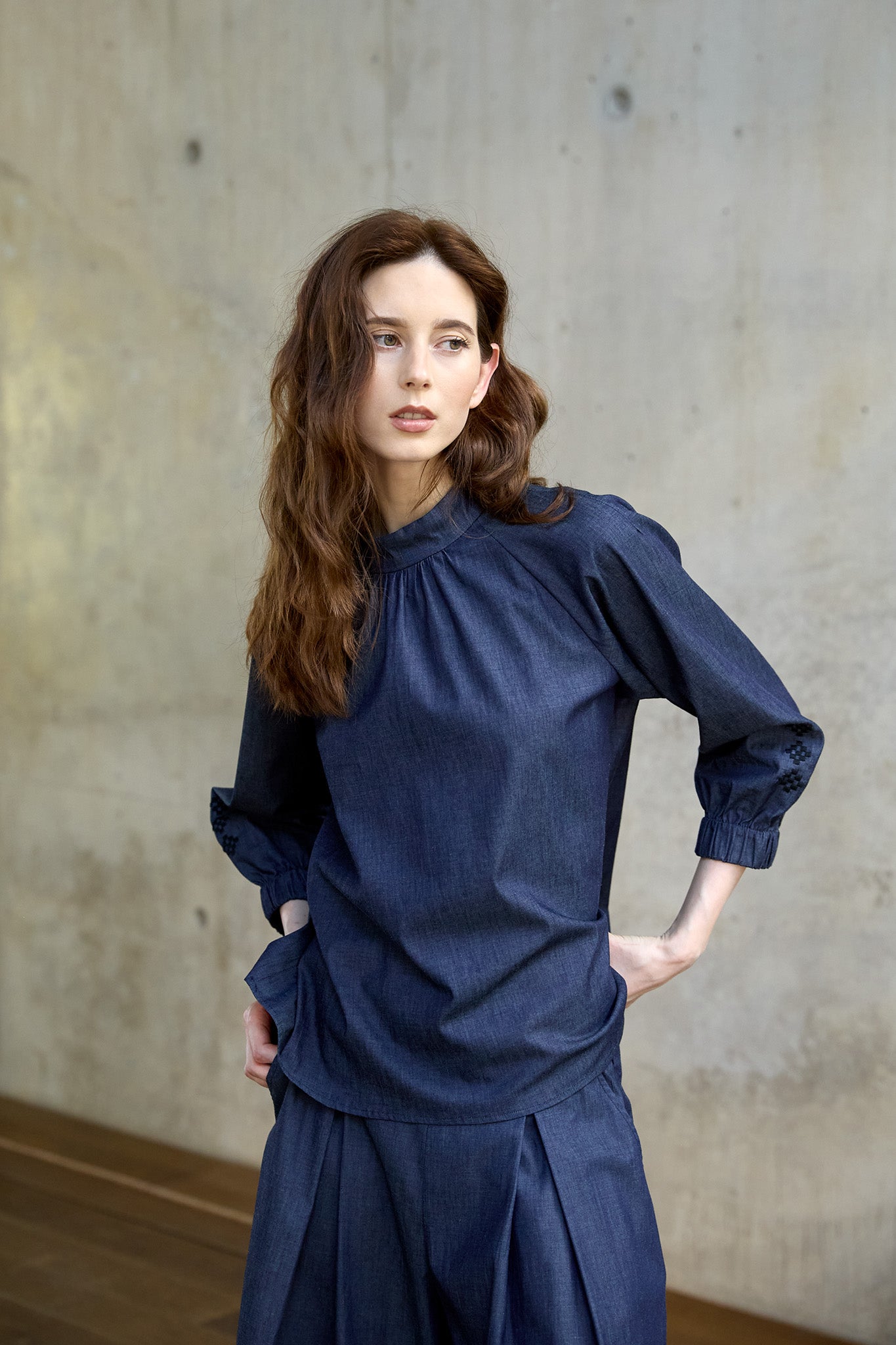 Christiane Strobel ELENOR Bluse Bio-Baumwolle Dunkelblau