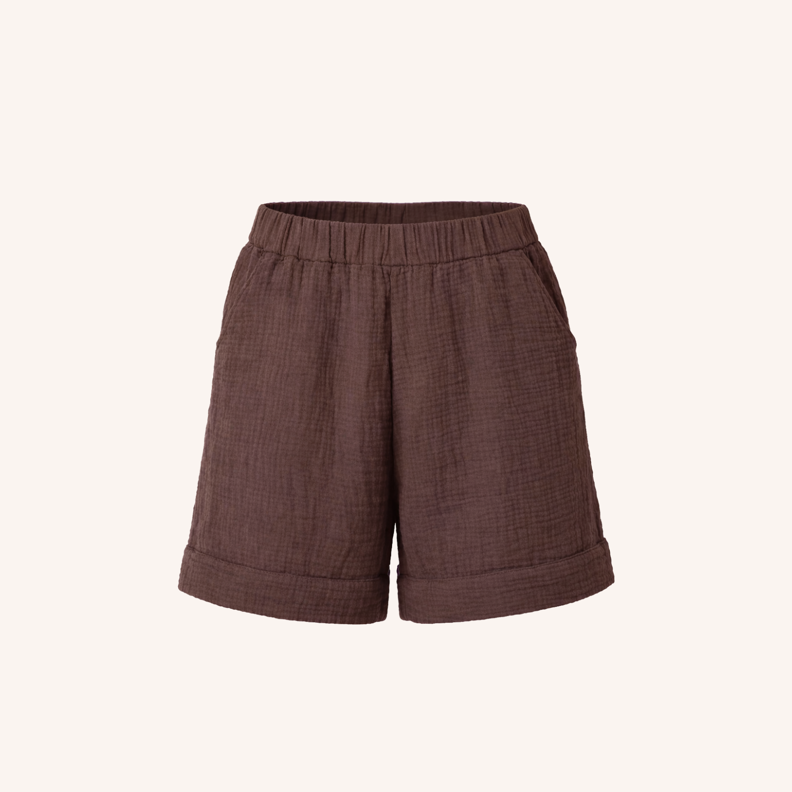 NORDLICHT Henja Musselin Shorts braun Bio-Baumwolle