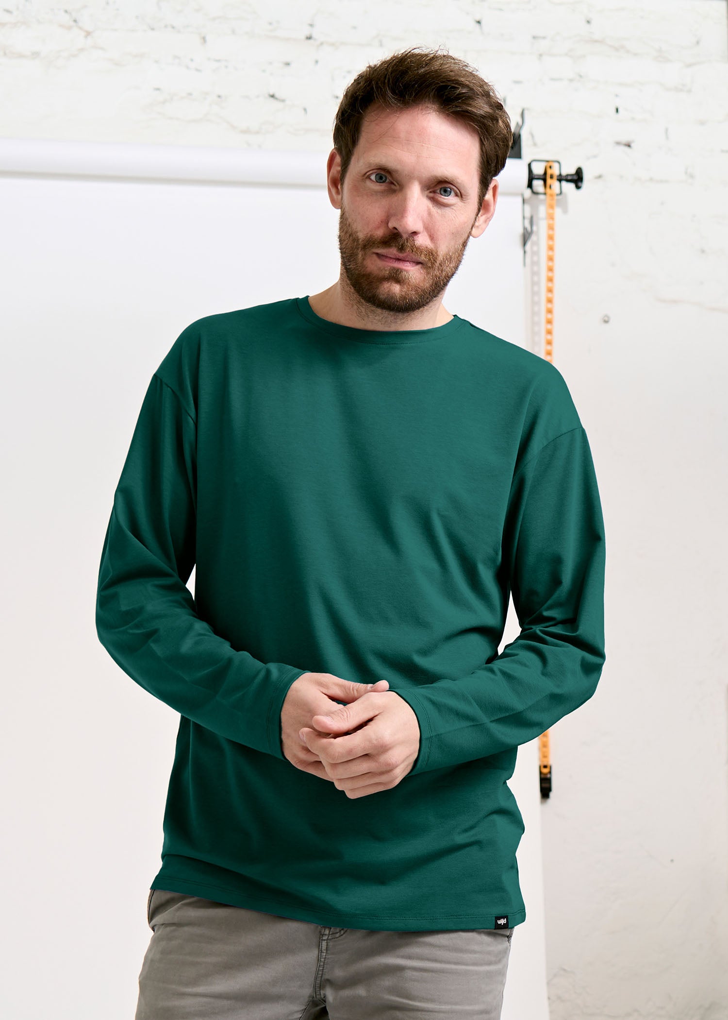 Wijld Chris Langarmshirt Herren Sea Moss Lyocell Bio