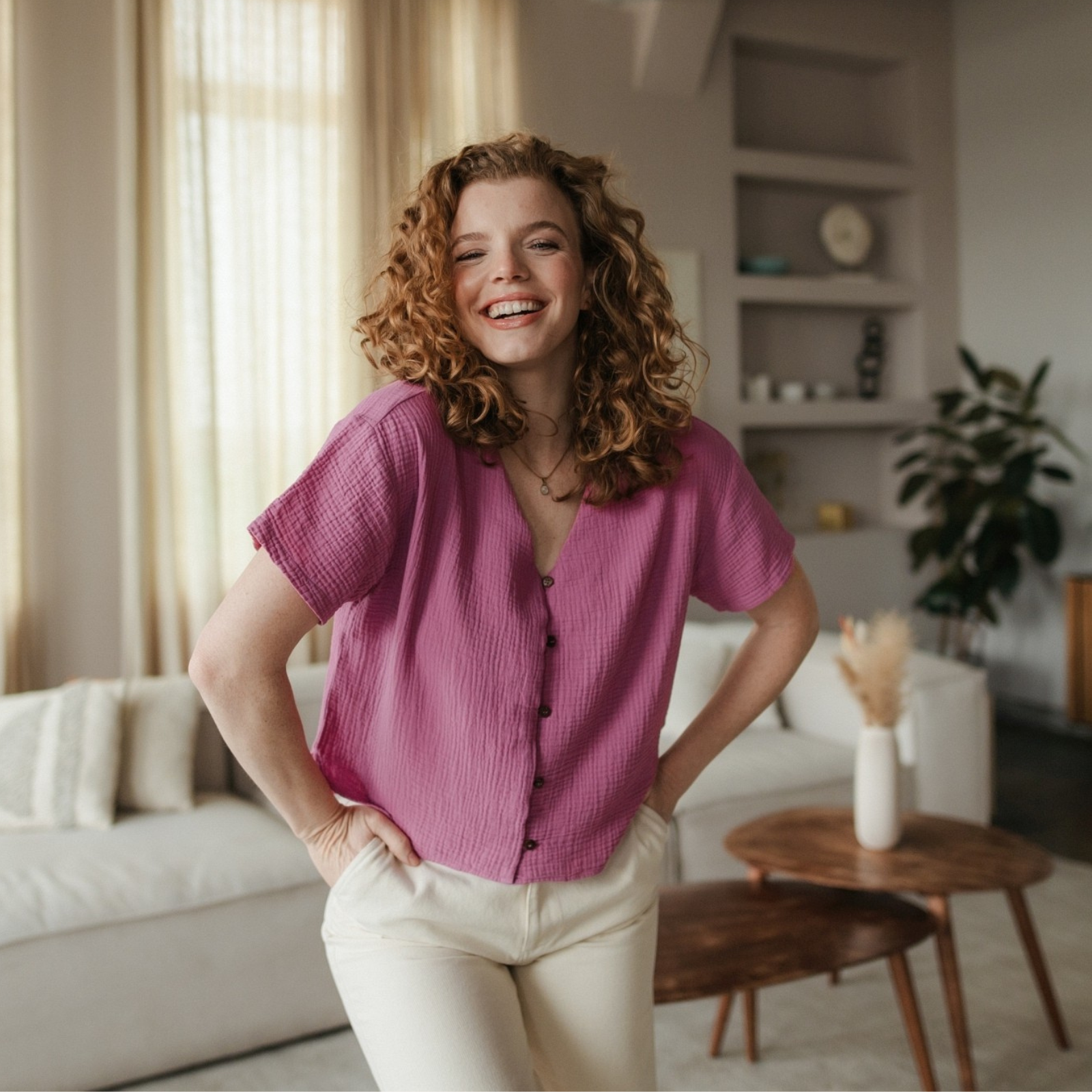 Nordlicht Freja Musselin Shirt Kurzarm Gr. M