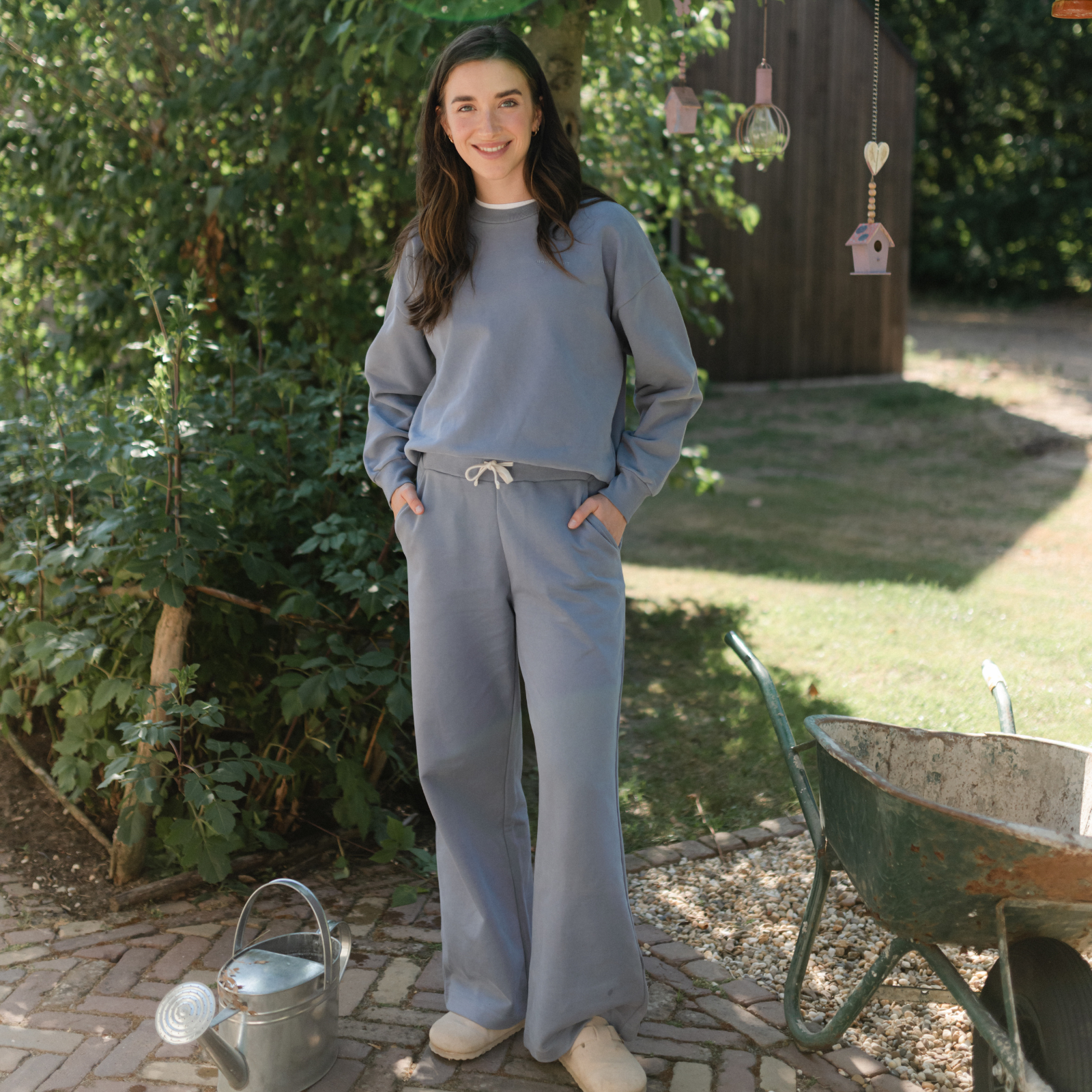 NORDLICHT Lynn Wide Leg Sweathose blau M Bio-Baumwolle