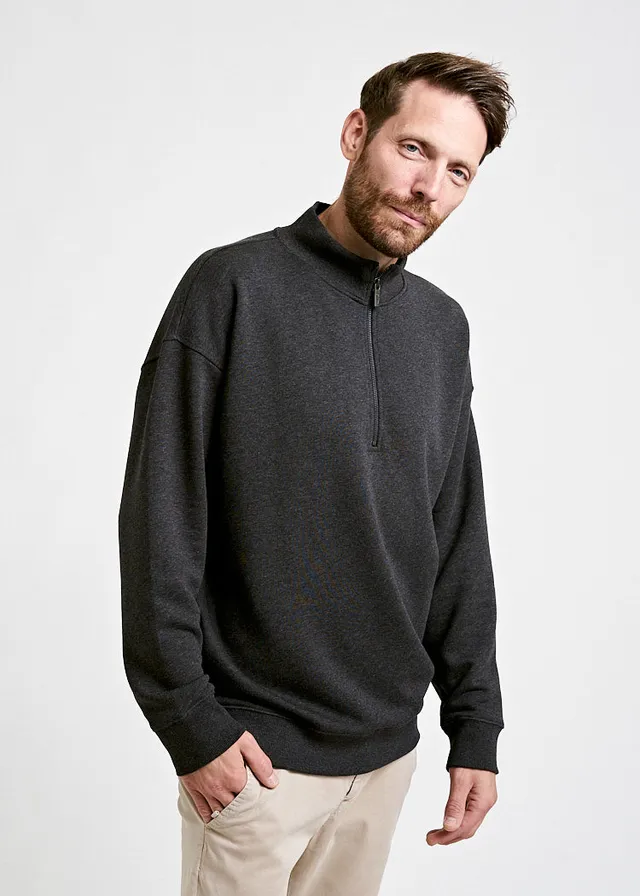 Wijld Troyer Herren Sweater mit Reißverschluss Anthrazit