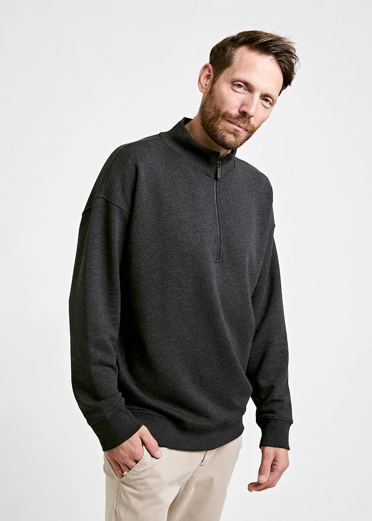 Wijld Troyer Herren Sweater mit Reißverschluss Anthrazit