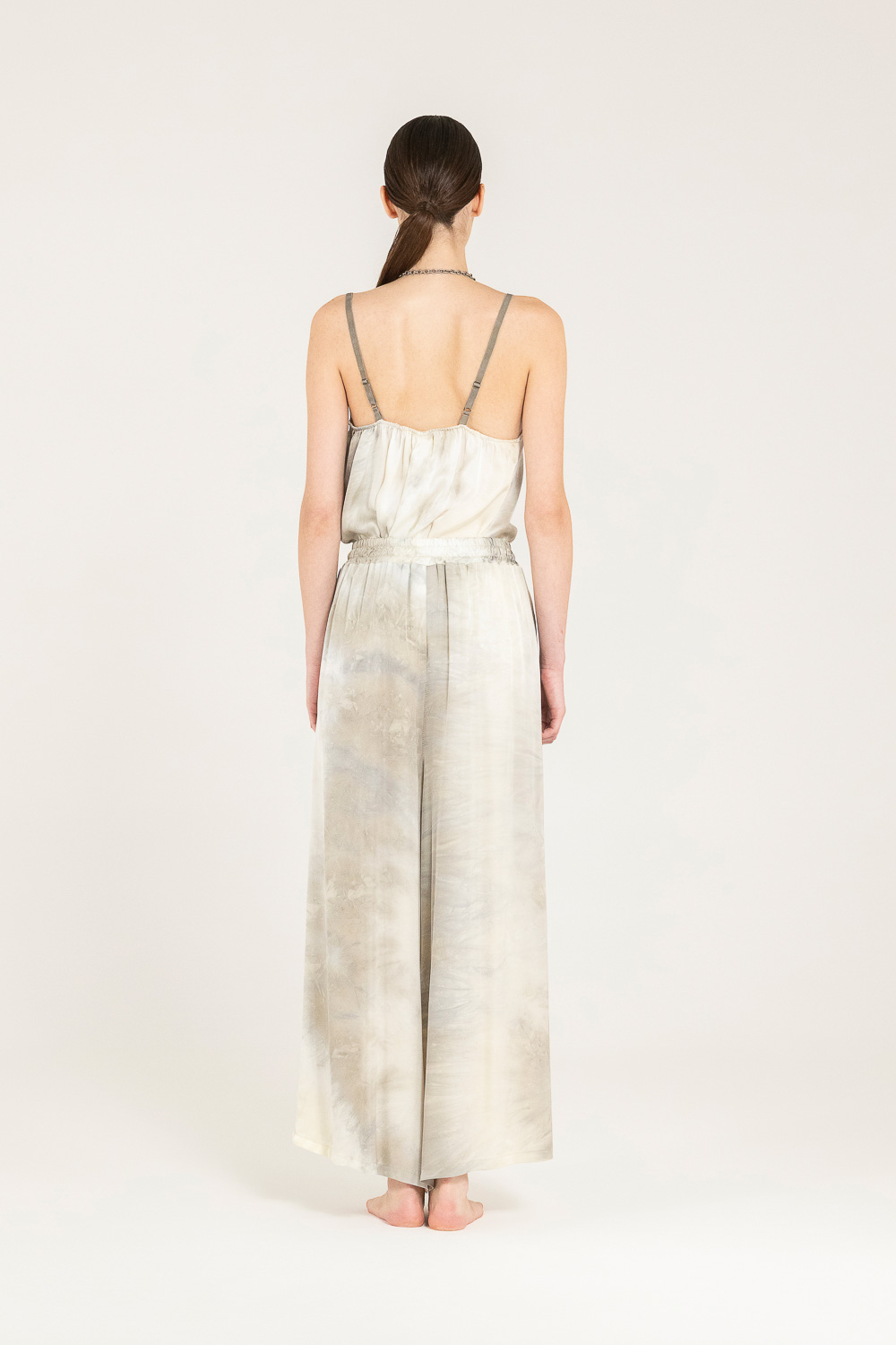 Sanctamuerte Pantaloni Palazzo Hose Viskose-Satin weites Bein