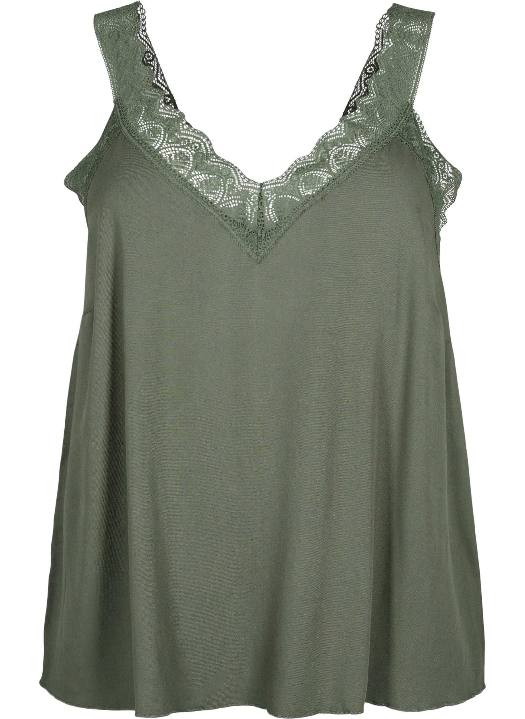 Zizzi T-Shirts & Tops Singlet Top Viskose Spitze V-Ausschnitt