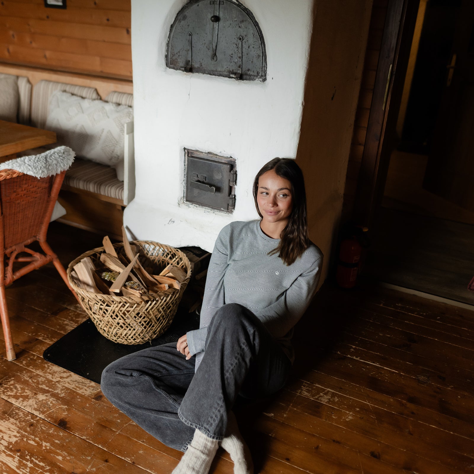 NORDLICHT Alva Oversize Langarmshirt Grün gestreift