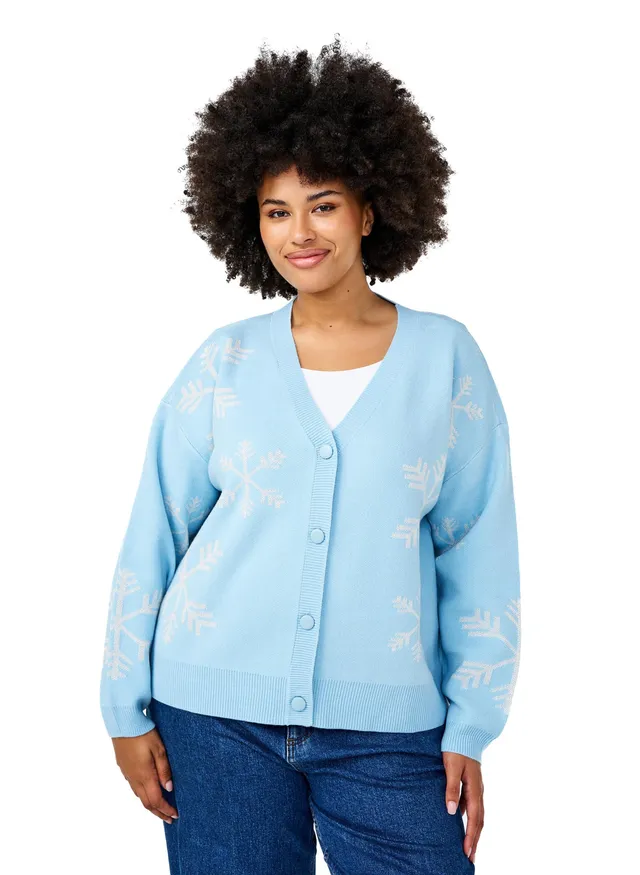 Zizzi Strickjacke Weihnachten Glitzer Knöpfe