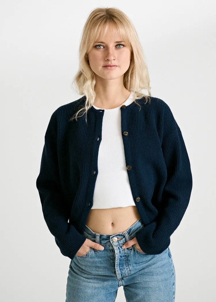 Wijld Alva Strick-Cardigan Wolle Oltremare