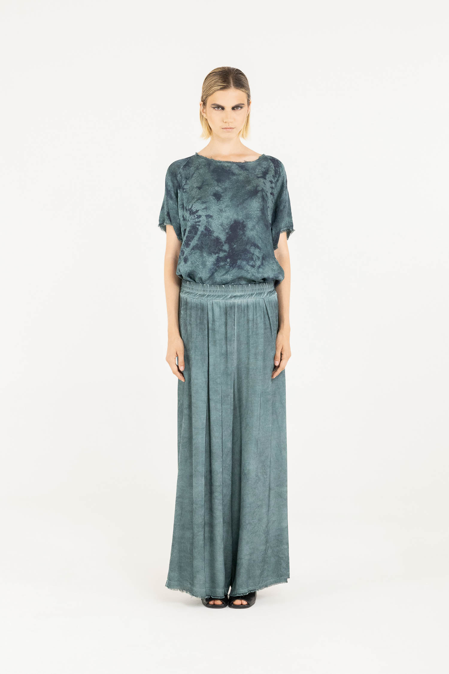 Sanctamuerte Pantaloni Pantalone Palazzo Hose Viskose weit