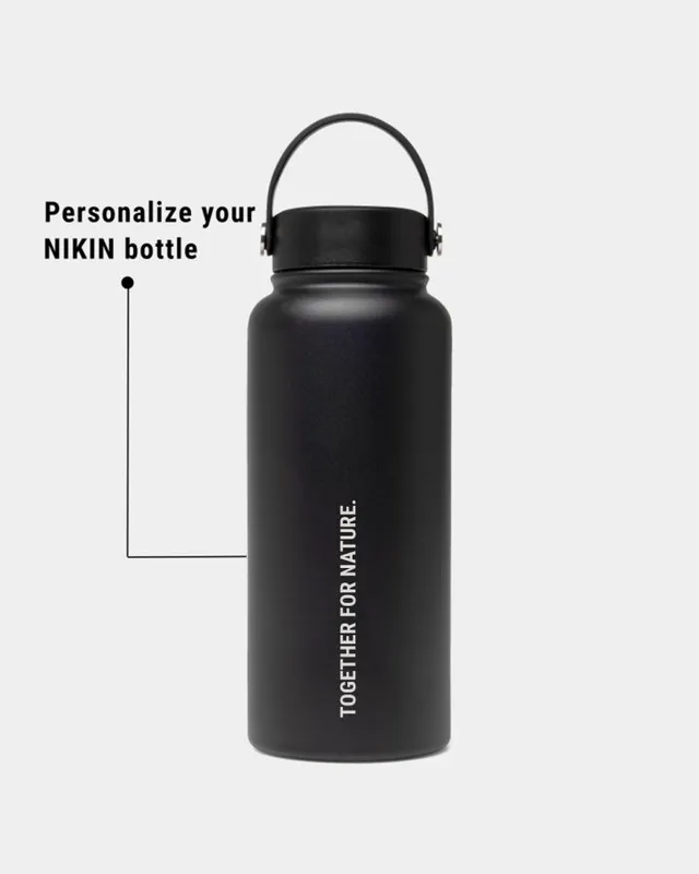 NIKIN TreeBottle Outdoor Trinkflasche Schwarz 1L mit Gravur
