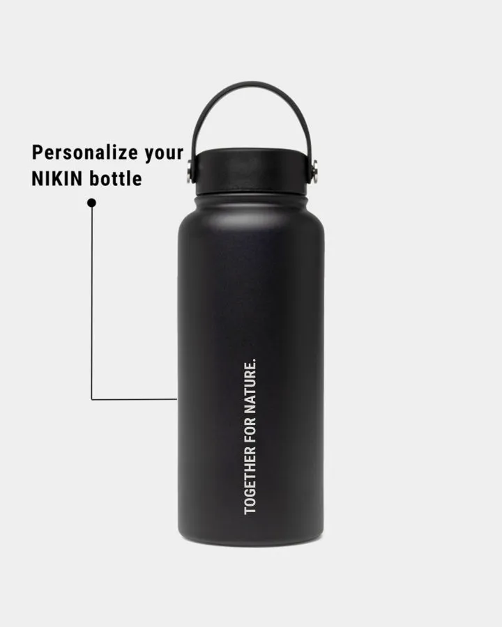 NIKIN TreeBottle Outdoor Trinkflasche Schwarz 1L mit Gravur