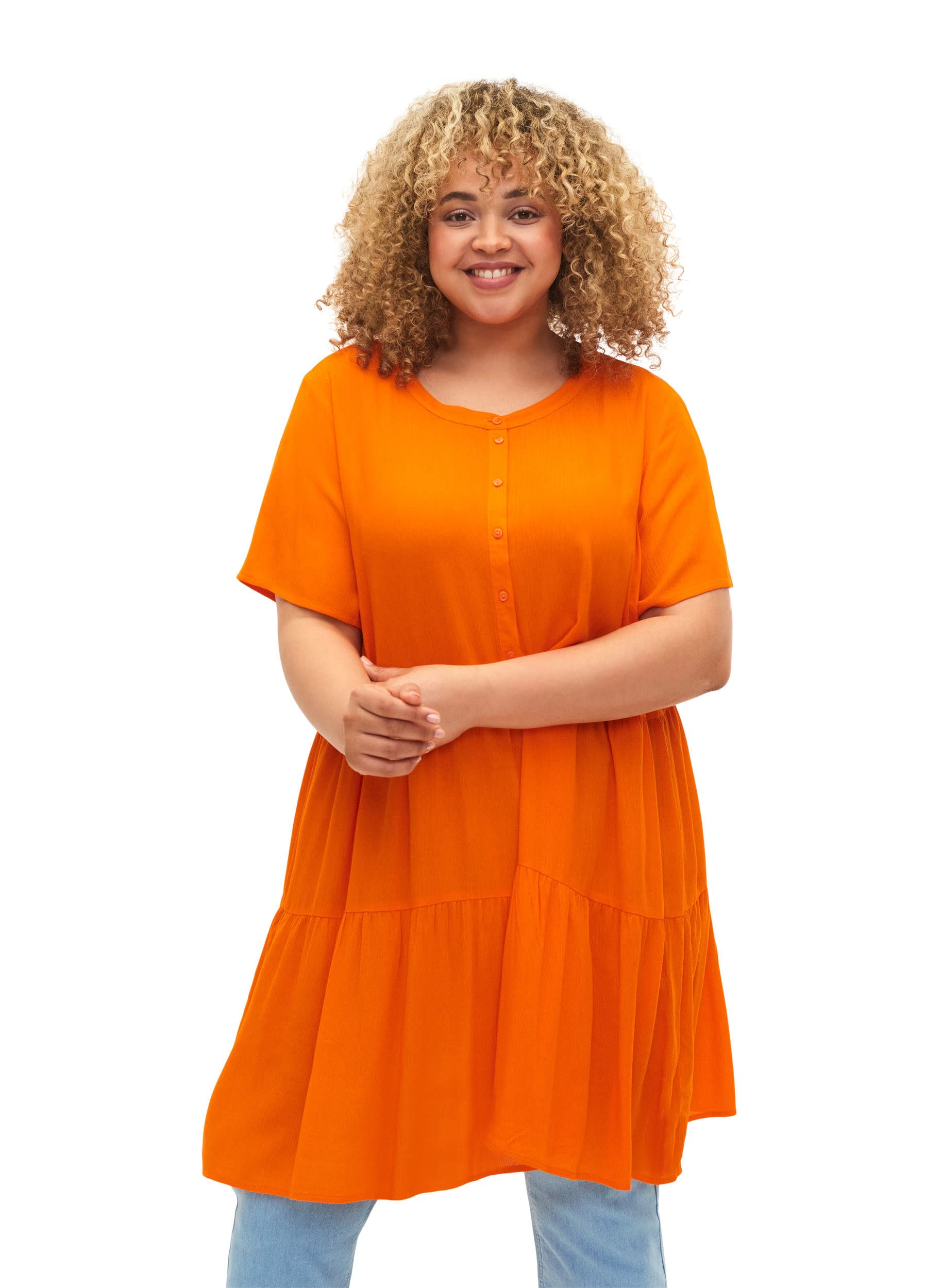 Zizzi A-Linie Kleid Damen Kurzarm Viskose