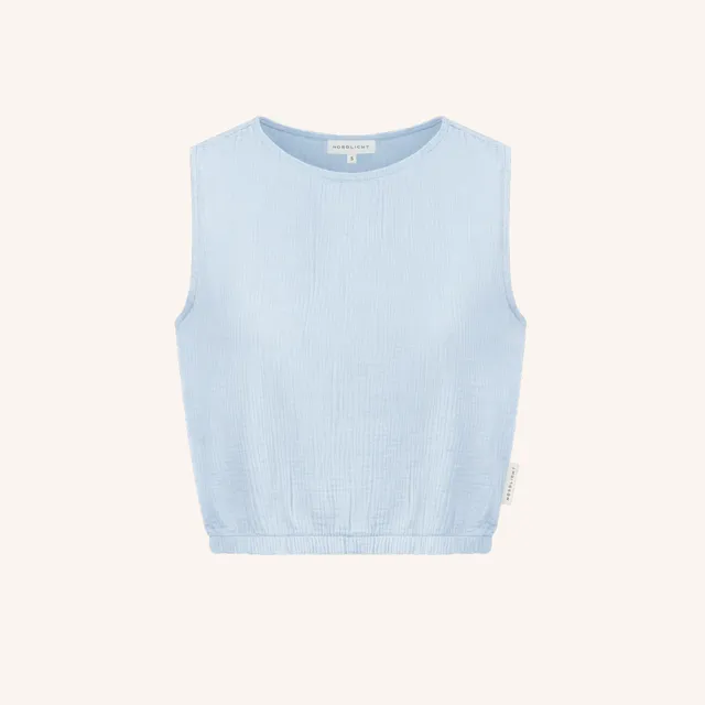 NORDLICHT Marie Musselin Crop Top Bio-Baumwolle Blau