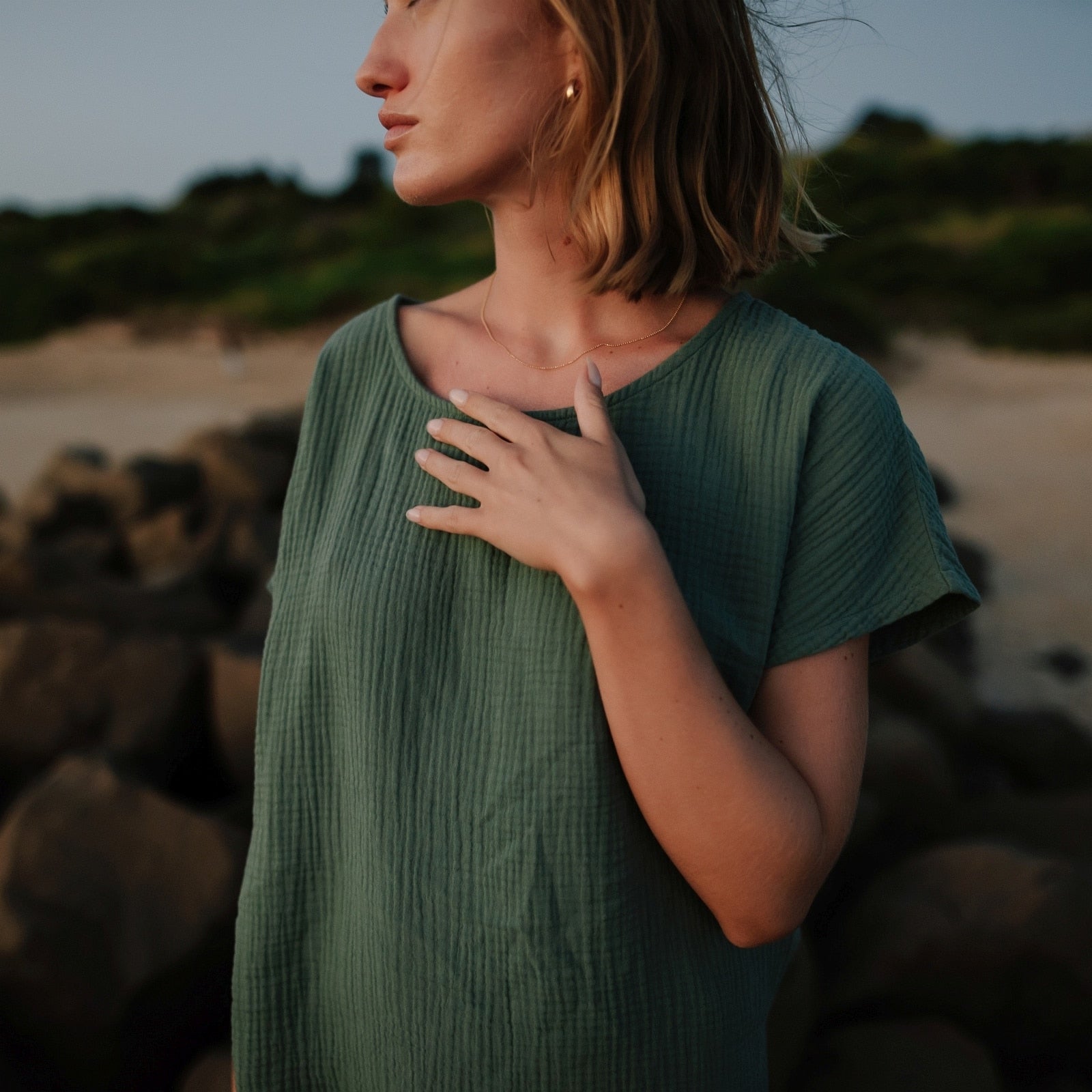 NORDLICHT Ida Musselin T-Shirt Bio-Baumwolle Locker
